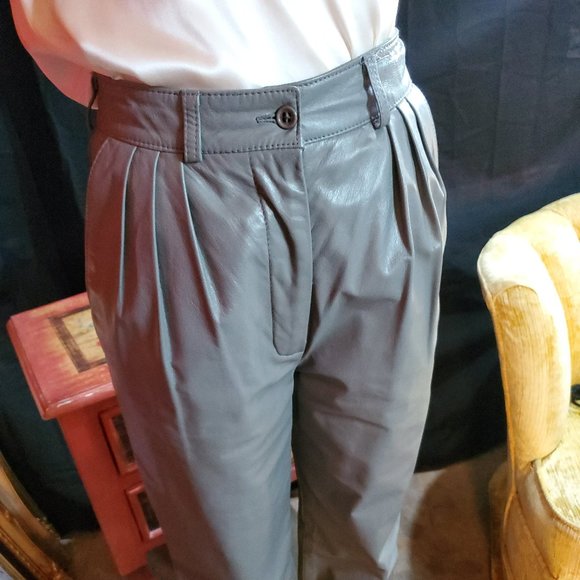 Gray leather Siena NY pants - Picture 1 of 6